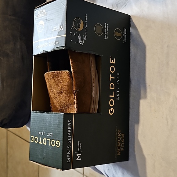 Goldtoe Mens Tan Memory Foam Insole Indoor/Outdoor Traction Soles Slippers M 8-9 - Picture 11 of 11